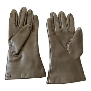 Vintage 70s black leather rabbit fur lined gloves 6-7 *read* cozycore glam